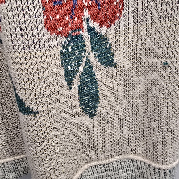 Bogner Vintage Floral Embroidered Beige Cardigan Soze 6 Cotton/Silk - Picture 9 of 16